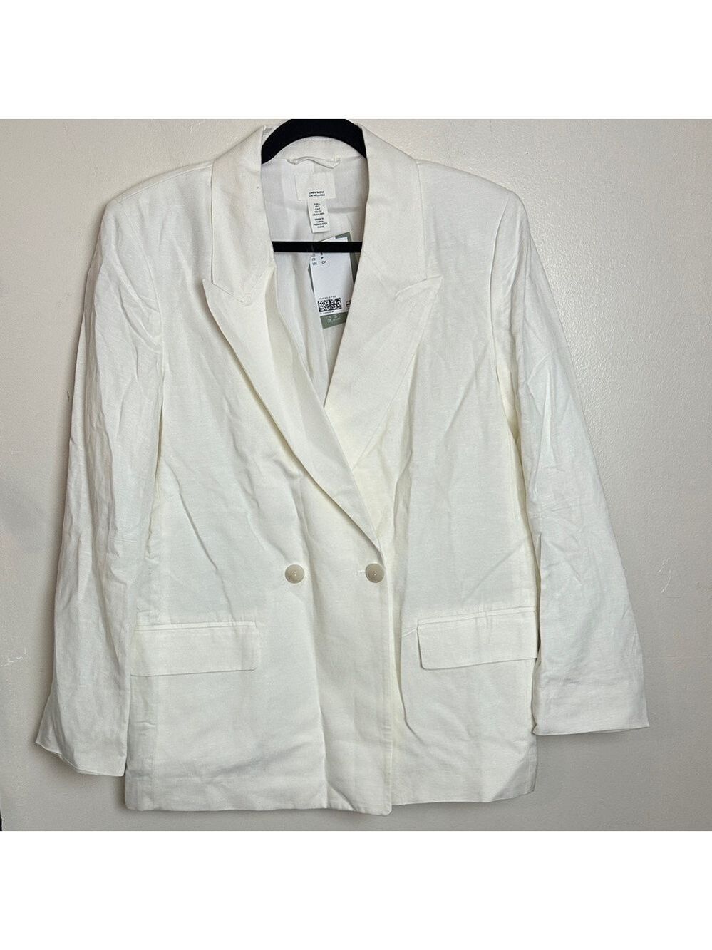 H&M Linen Blend Double Breasted Oversized Loose Fit Blazer